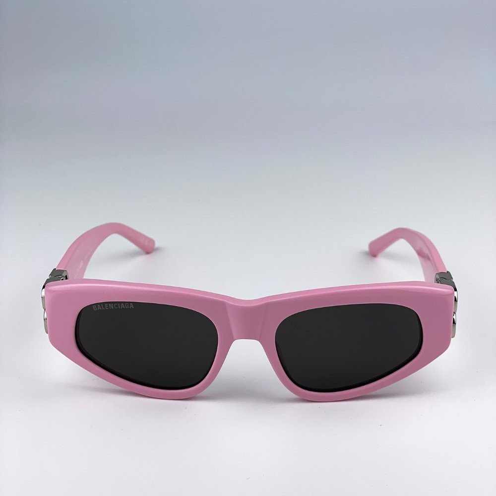 Balenciaga BB0095S 013 BRAND NEW Suglasses Light Pink Silver Grey Cat Eye Unisex - Picture 9 of 14
